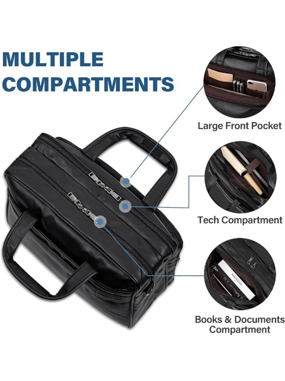 Stylish Leather Laptop Messenger Bag for Men - 15.6